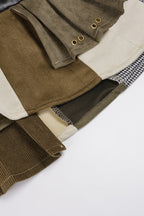 Patchwork Leather Asymmetrical Skirt