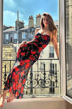 Floral Print Spaghetti Strap Bodycon Floral Dress