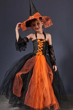 Witch Tulle Maxi Dress Kid Halloween Costume