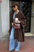 Vintage Solid Batwing Sleeve Coat