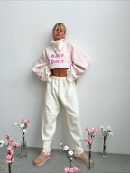 Contrast Letter Knit Pullover Sweater