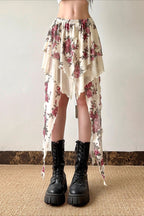 Vintage Floral Asymmetrical Skirt