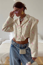 Floral Print Long Sleeve Blazer Coat