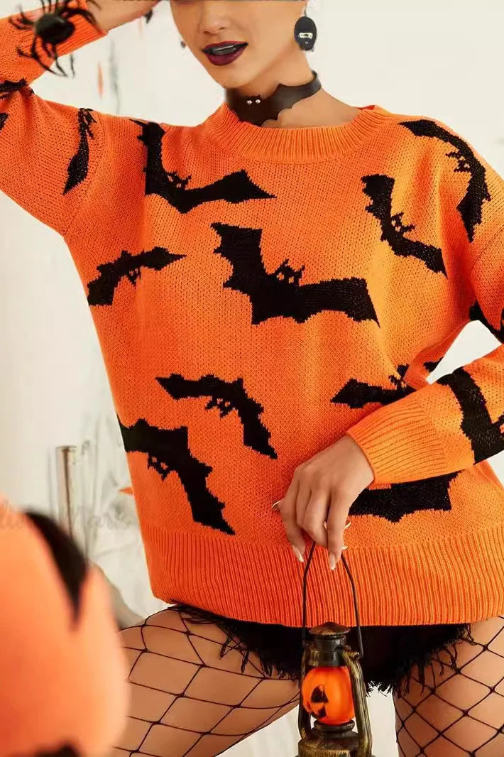 Halloween Jacquard Long Sleeve Sweater