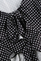 Polka Dot Tie Front Ruffled Crop Top