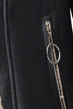 Custom Lapel Lined PU Leather Coat