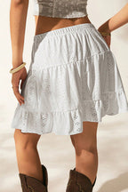 Solid Color Water-Soluble Jacquard Mini Skirt