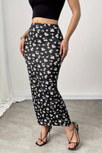 Slim Digital Floral Print Comfortable Maxi Skirt