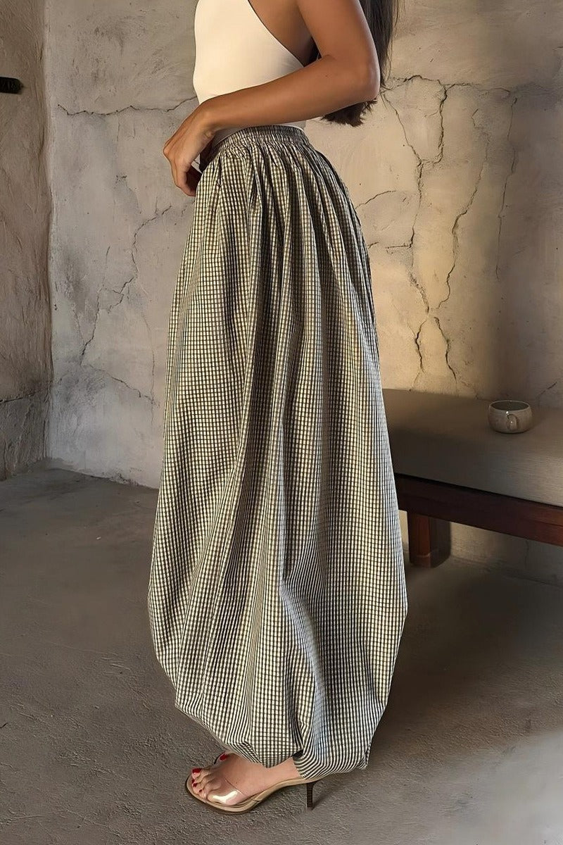 Retro Plaid Loose Fit Bloomers Pants