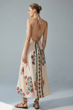 Colorful Floral Maxi Strap Boho Dress