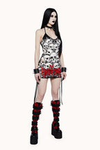 Sexy Cutout Backless Skull Print Mini Dress