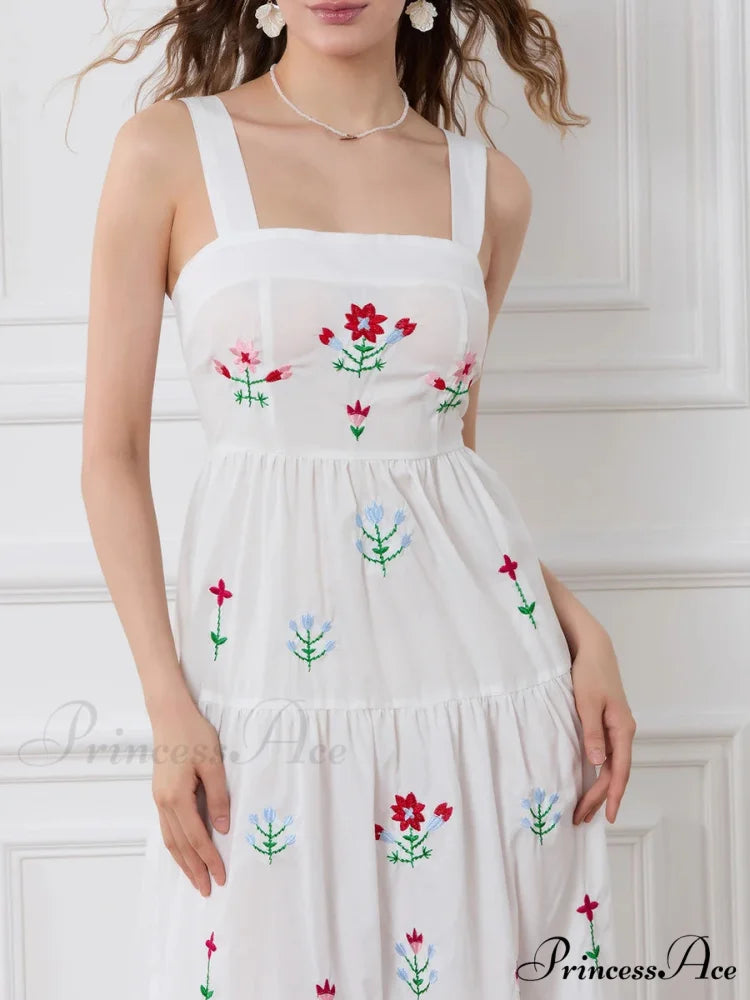 Decorated Blossom Gathered Tiered Slip Floral Dress