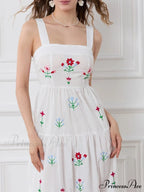 Decorated Blossom Gathered Tiered Slip Floral Dress