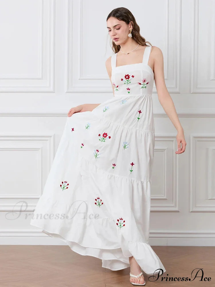 Decorated Blossom Gathered Tiered Slip Floral Dress