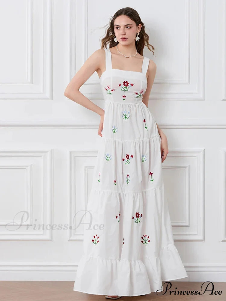Decorated Blossom Gathered Tiered Slip Floral Dress
