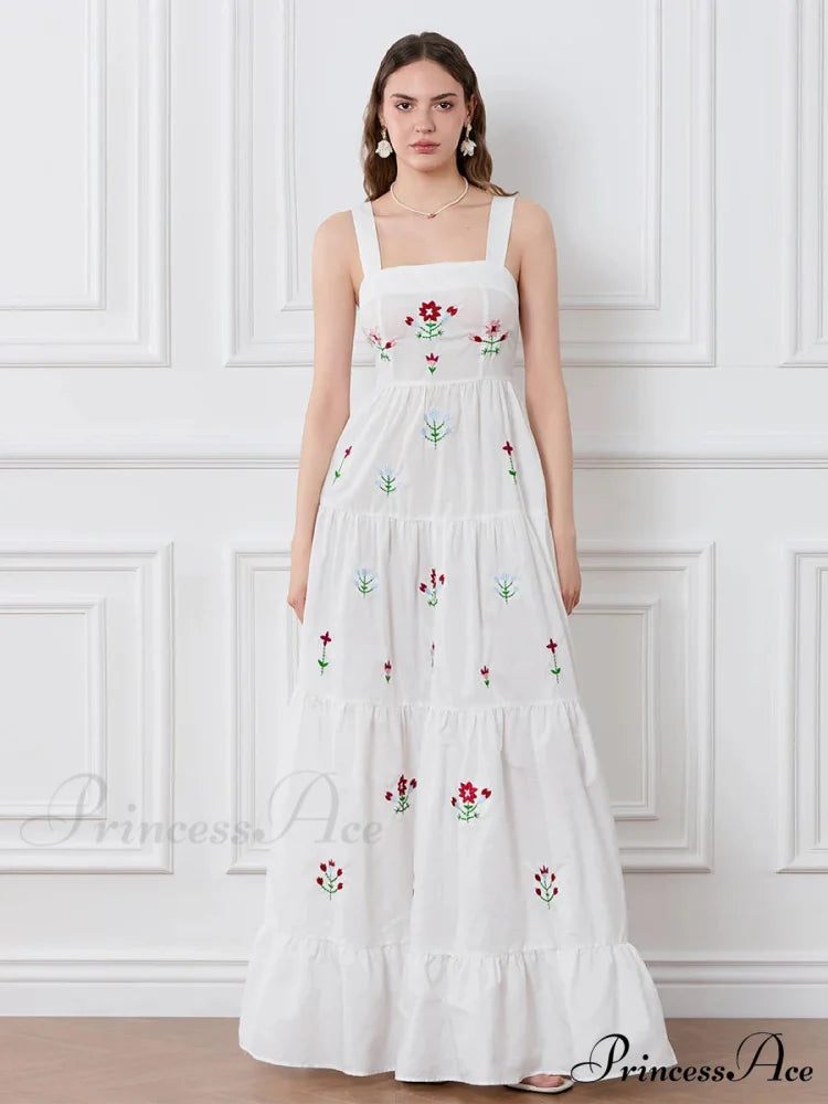 Decorated Blossom Gathered Tiered Slip Floral Dress