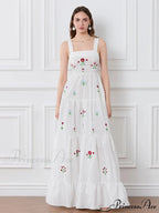 Decorated Blossom Gathered Tiered Slip Floral Dress