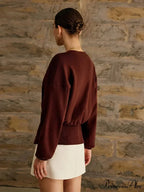 Deep-neck Button Trim Fit Cardigan