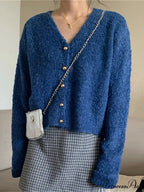 Deep-neck Cashmere Knit Cardigan
