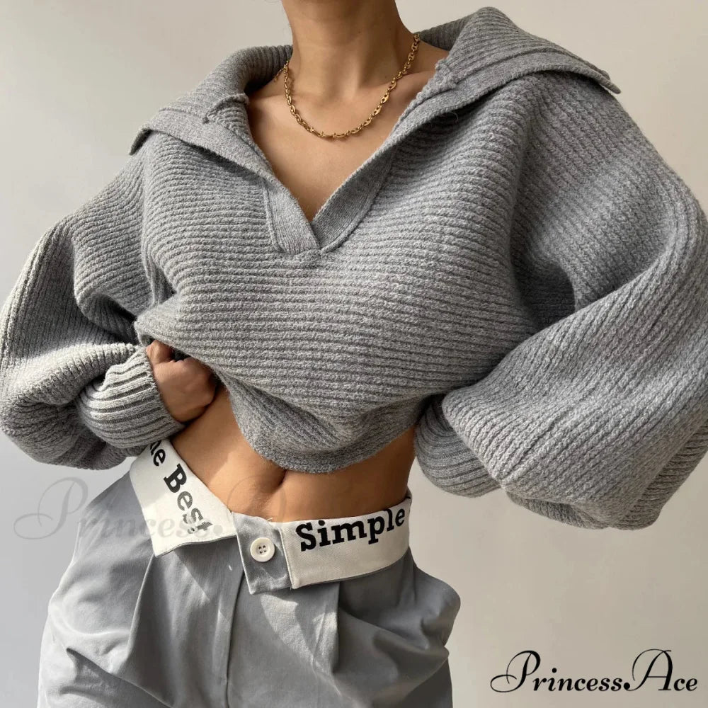 Deep-neck Cozy Ivory Jumper