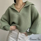Deep-neck Cozy Ivory Jumper