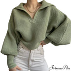 Deep-neck Cozy Ivory Jumper