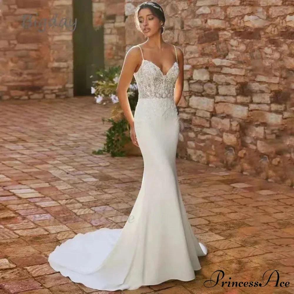 Deep Neck Extended Train Evening Marriage Gown