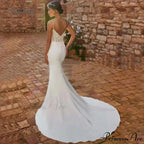 Deep Neck Extended Train Evening Marriage Gown