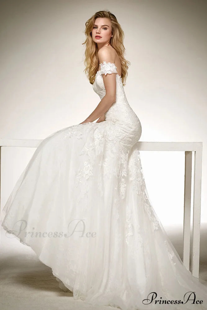 Deep Neck Extended Train Transparent Wedding Gown