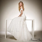 Deep Neck Extended Train Transparent Wedding Gown
