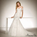 Deep Neck Extended Train Transparent Wedding Gown