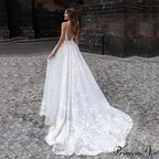 Deep-Neck Mermaid Transparent Tulle Wedding Gown