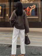 Deep-neck Pocket Extended Sleeve Cardigan