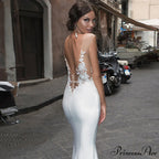 Deep Neck Side Split Mermaid Wedding Gown