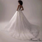 Deep-Neck Sleeveless Lace Wedding Gown