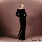 Deep Neck Sparkling Bandage Long Sleeve Autumn Prom Dress