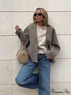 Deep-neck Unmarried Buttoned Wool Overcoat