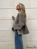 Deep-neck Unmarried Buttoned Wool Overcoat