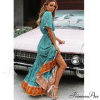 Deep Plunge Floral Bohemian Summer Dress