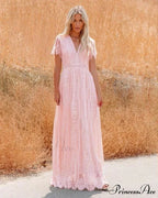 Deep Plunge Neck Lace Empty Outdated White Boho Dress