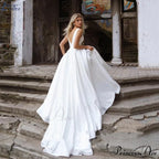 Deep Plunging Satin Transparent Wedding Gown