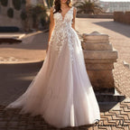 Deep Plunging Sensual Silk Bridal Gown