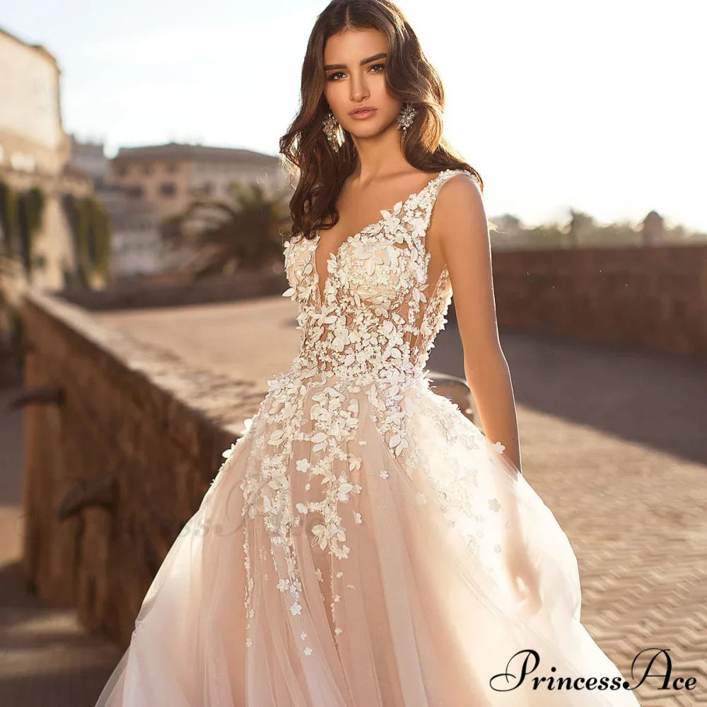 Deep Plunging Sensual Silk Bridal Gown