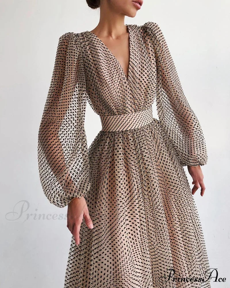 Deep V-Neck Big Hem Dresses