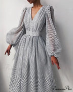 Deep V-Neck Big Hem Dresses