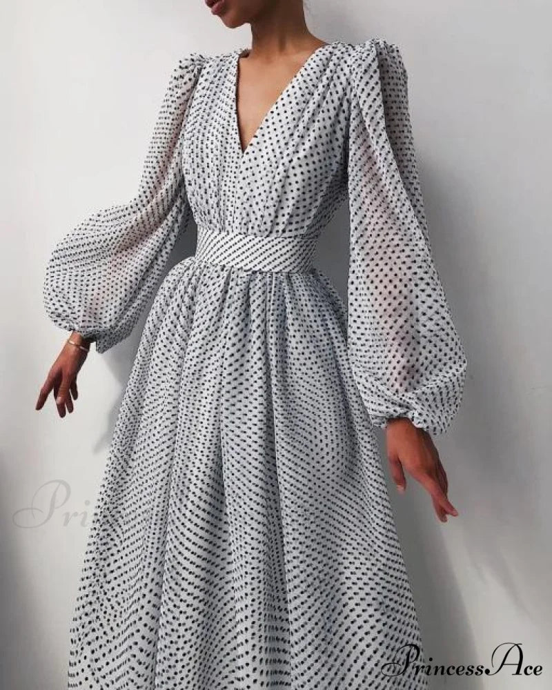 Deep V-Neck Big Hem Dresses