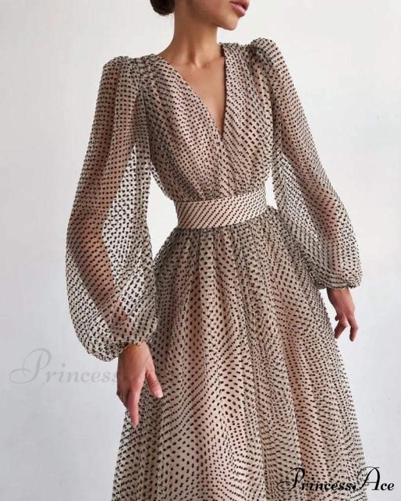 Deep V-Neck Big Hem Dresses