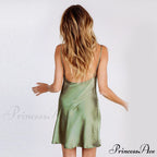 Deep V-Neck Sleeveless Soft Solid Ruffle Bandage Mini Dress