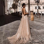 Deep V-Neck Sling Extended Gown Formal Dress