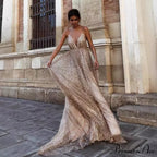 Deep V-Neck Sling Extended Gown Formal Dress